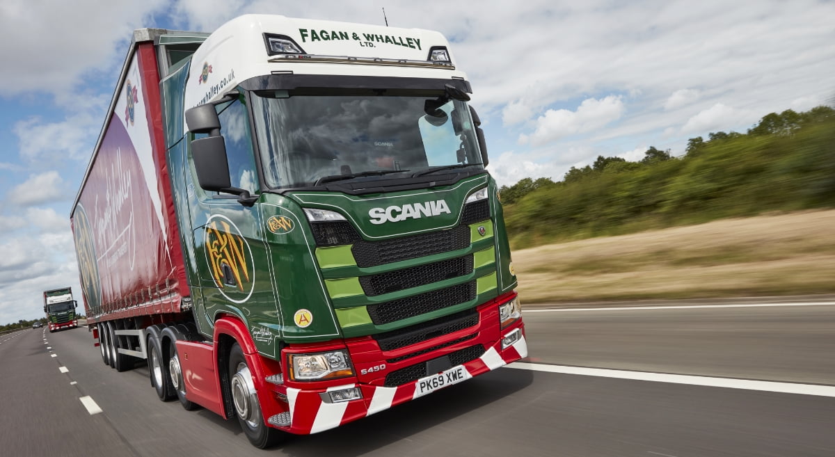 Fagan & whalley vehicles on the road, representative of an hgv driver shortage
