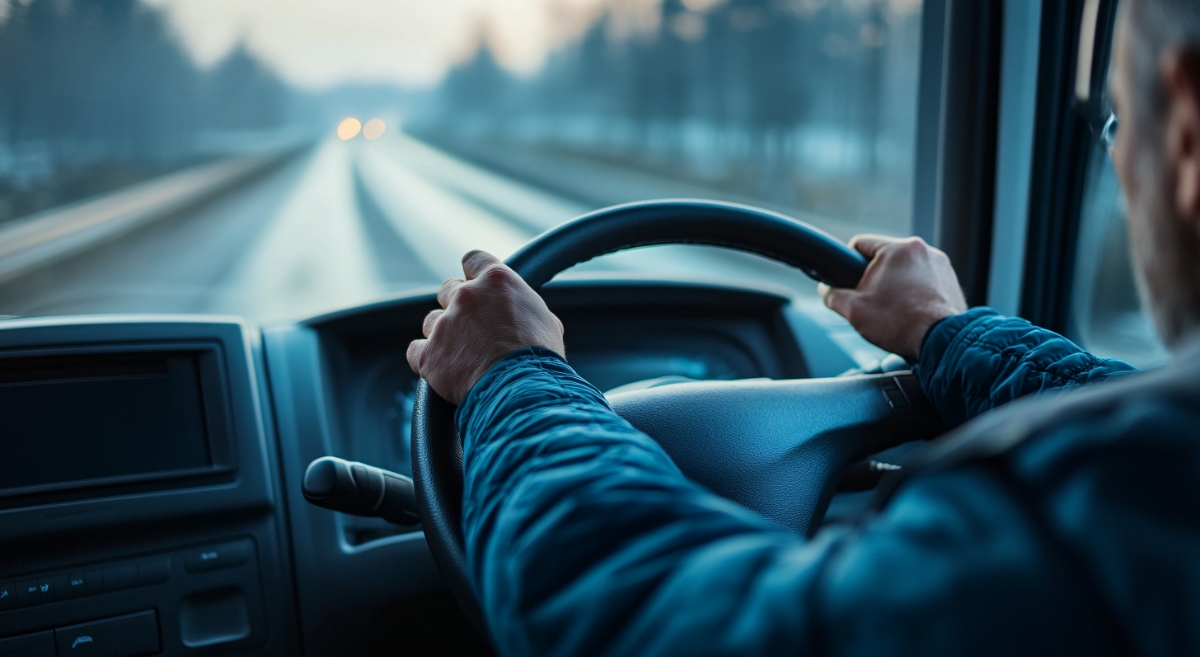 Lorry driver at the wheel