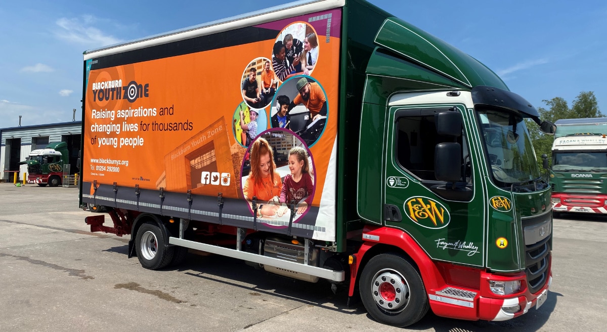 Branded vehicle in support of blackburn youth zone!