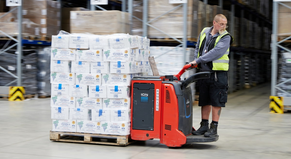 Warehouse with food products|food products in a warehouse